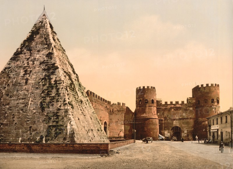 St. Paul's Gate, Rome, Italy, Italy, Photochrome Print, Detroit Publishing Company, 1900