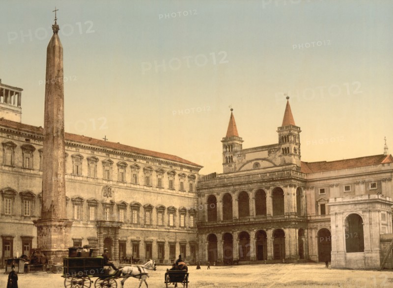 Piazza di San Giovanni in Laterano, Rome, Italy, Photochrome Print, Detroit Publishing Company, 1900