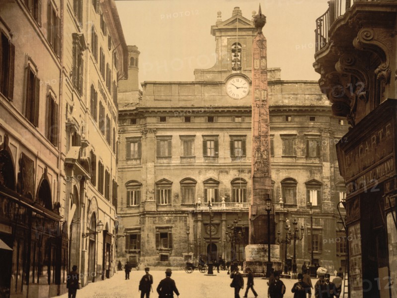 Piazza di Monte Citorio, Rome, Italy, Photochrome Print, Detroit Publishing Company, 1900