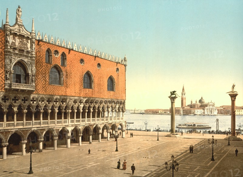 Doge's Palace and Piazzetta, Venice, Italy, Photochrome Print, Detroit Publishing Company, 1900