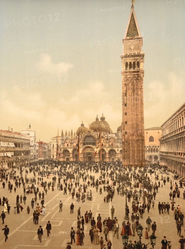 Concert, St. Mark's, Place, Venice, Italy, Photochrome Print, Detroit Publishing Company, 1900
