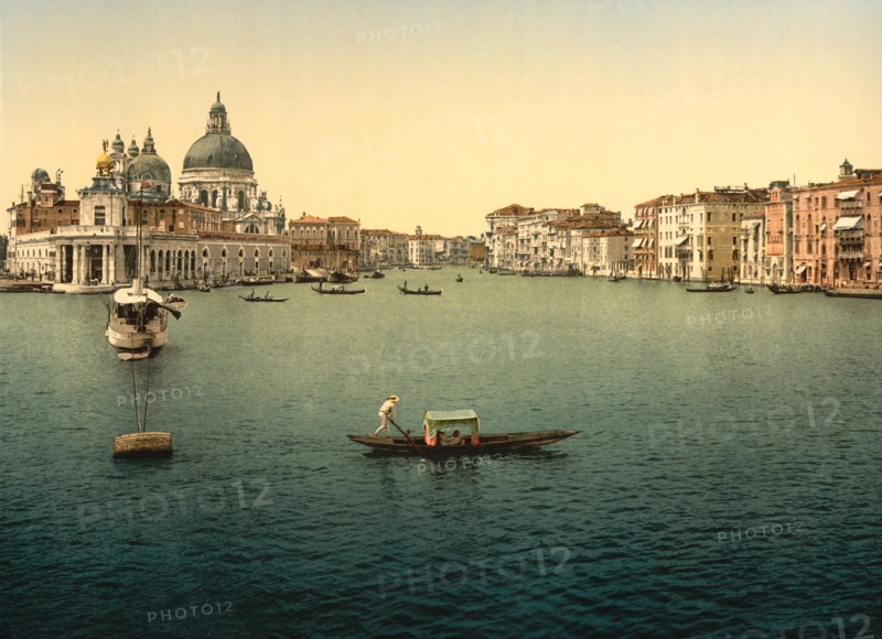 Grand Canal, Santa Maria della Salute, Italy, Photochrome Print, Detroit Publishing Company, 1900
