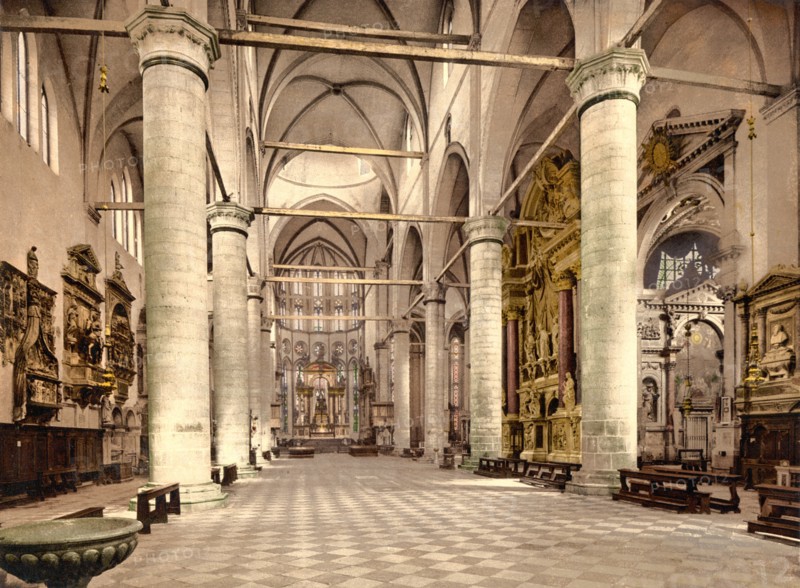 Interior of St. John and St. Paul Church, Venice, Italy, Photochrome Print, Detroit Publishing Company, 1900