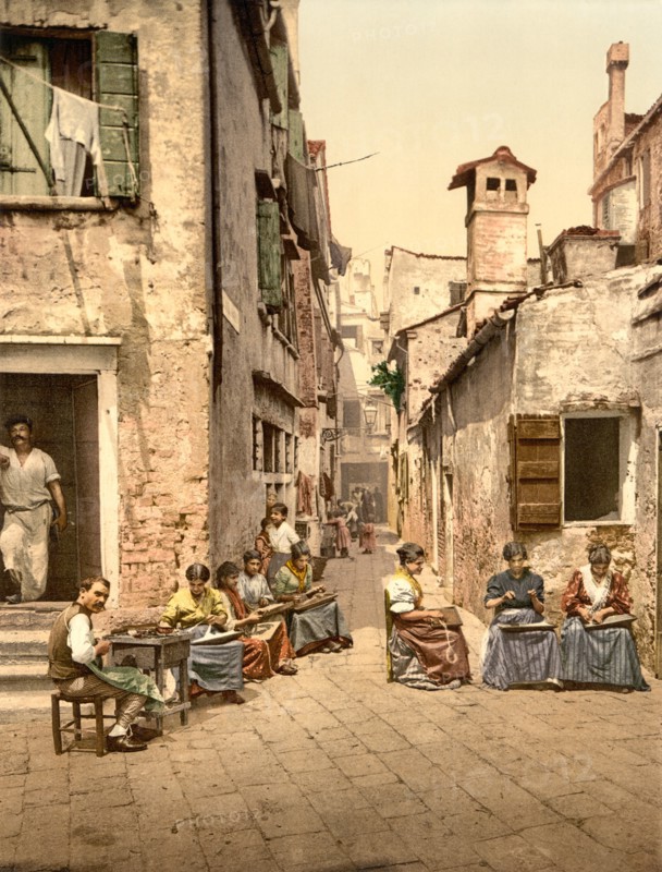 Courtyard, Calle dell Angelo a San Martino, Venice, Italy, Photochrome Print, Detroit Publishing Company, 1900