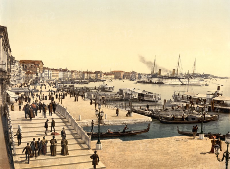 Harbor, Venice, Italy, Photochrome Print, Detroit Publishing Company, 1900