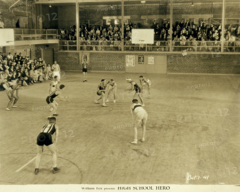 High School Basketball Game, on-set of the Silent Film, "High School Hero", Fox Film Corporation, 1927