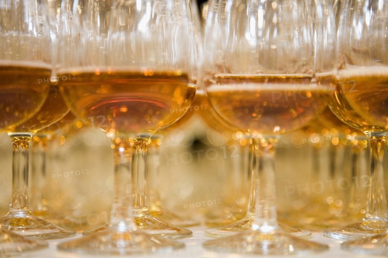 Wine Glasses Filled with Beer