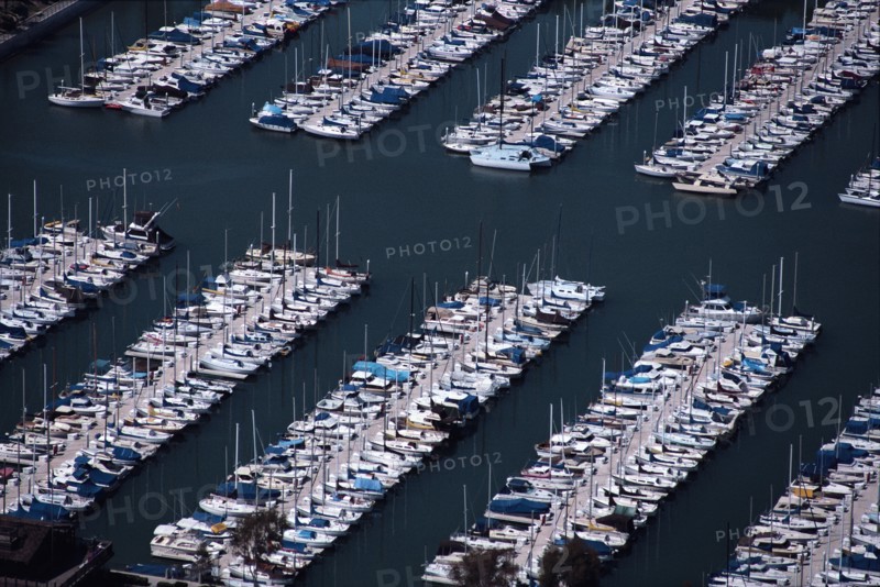 Rows of Boats in Marina, High Angle View