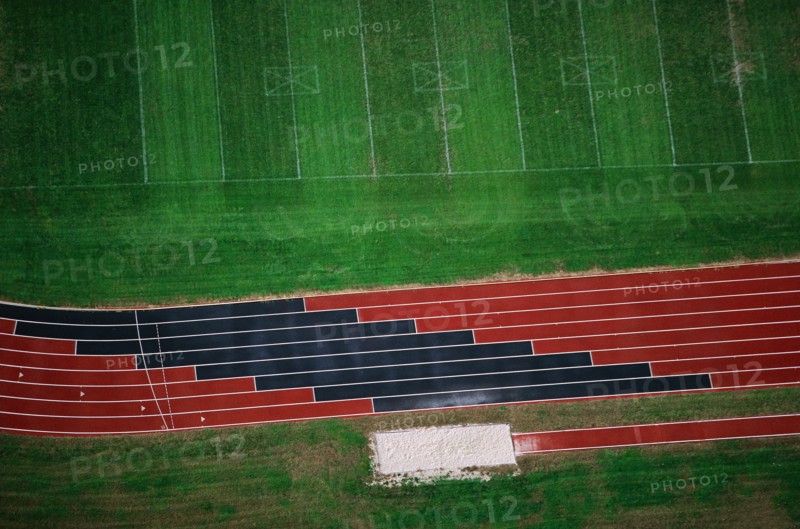 Running Track and Field, High Angle View