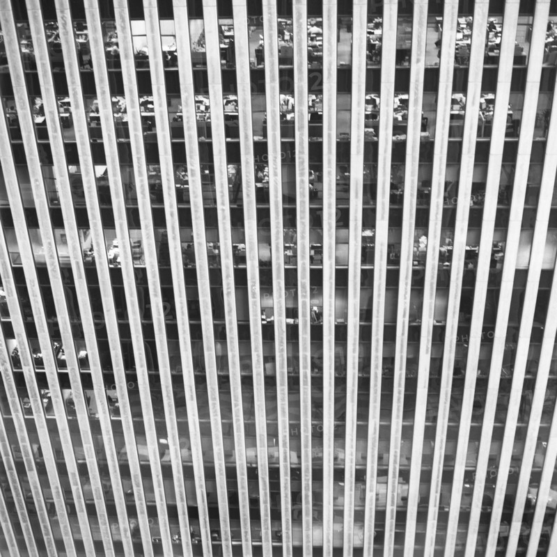 Striped Office Building, High Angle View, New York City, USA