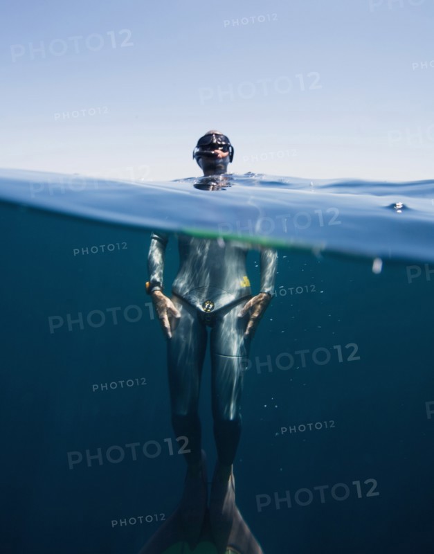 Free Diver Floating