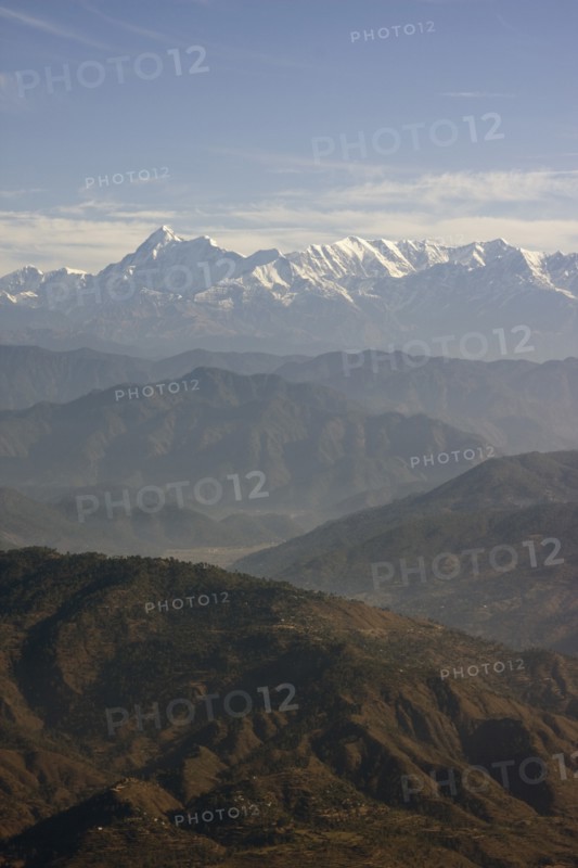 Himalayas in Distance, Northern India