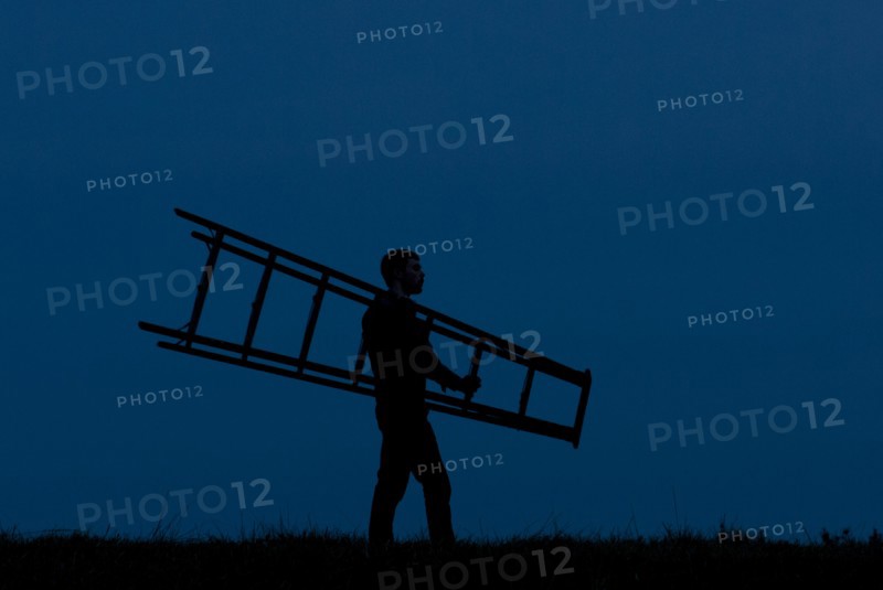 Man Carrying Ladder, Silhouette