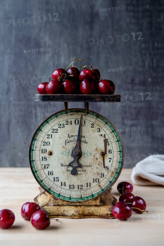 Cherries on Antique Scale