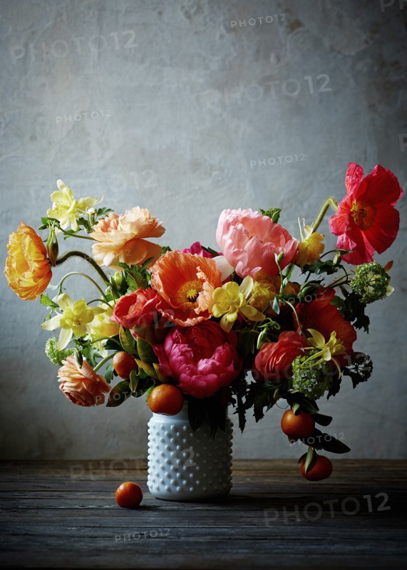 Assortment of Colorful Flowers in Vase