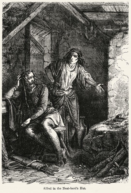Alfred in the Neat-Herd’s Hut, Illustration from John Cassell's Illustrated History of England, Vol. I from the earliest period to the reign of Edward the Fourth, Cassell, Petter and Galpin, 1857