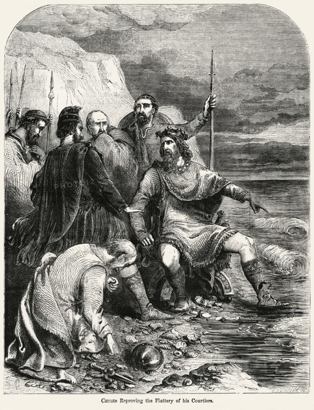 Canute Reproving the Flattery of his Courtiers, Illustration from John Cassell's Illustrated History of England, Vol. I from the earliest period to the reign of Edward the Fourth, Cassell, Petter and Galpin, 1857
