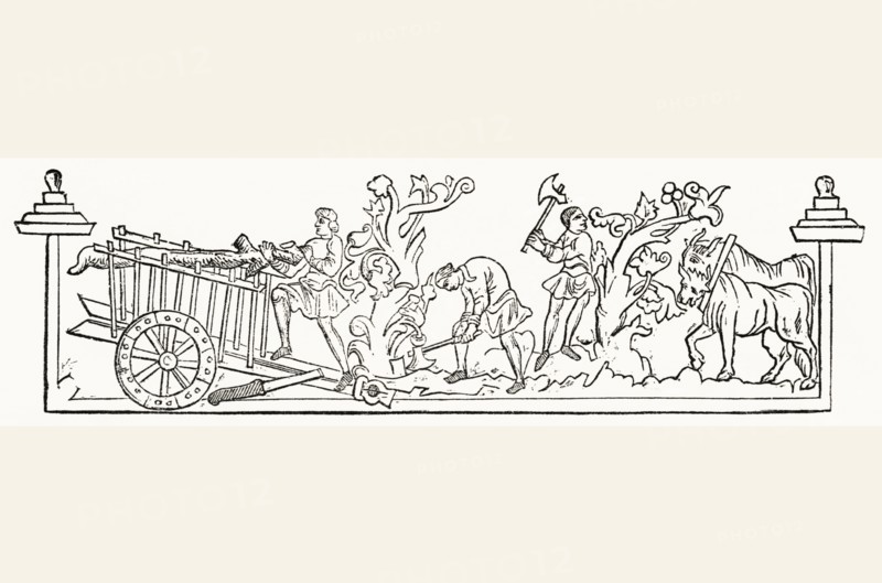 Anglo-Saxon Calendar, February, pre-Norman Conquest of 1066, Illustration from John Cassell's Illustrated History of England, Vol. I from the earliest period to the reign of Edward the Fourth, Cassell, Petter and Galpin, 1857