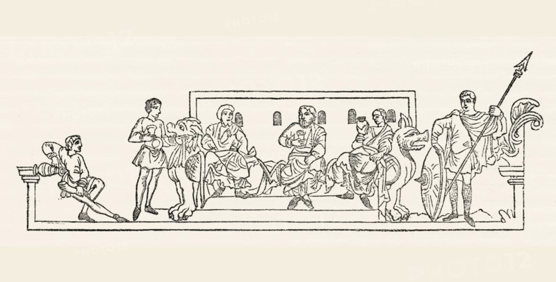 Anglo-Saxon Calendar, April, pre-Norman Conquest of 1066, Illustration from John Cassell's Illustrated History of England, Vol. I from the earliest period to the reign of Edward the Fourth, Cassell, Petter and Galpin, 1857