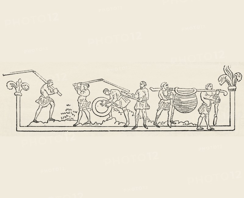 Anglo-Saxon Calendar, December, pre-Norman Conquest of 1066, Illustration from John Cassell's Illustrated History of England, Vol. I from the earliest period to the reign of Edward the Fourth, Cassell, Petter and Galpin, 1857
