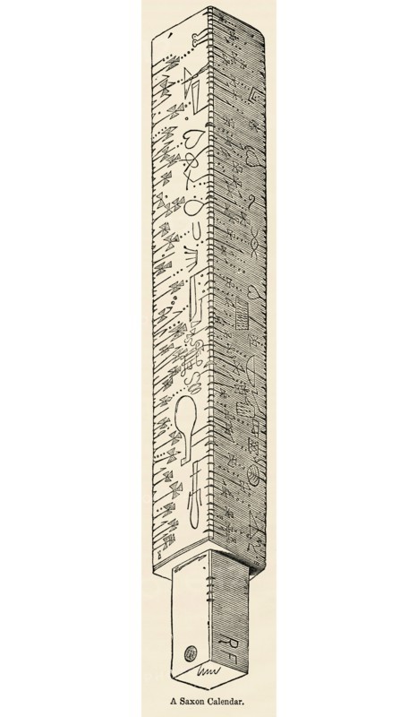 A Saxon Calendar, Illustration from John Cassell's Illustrated History of England, Vol. I from the earliest period to the reign of Edward the Fourth, Cassell, Petter and Galpin, 1857