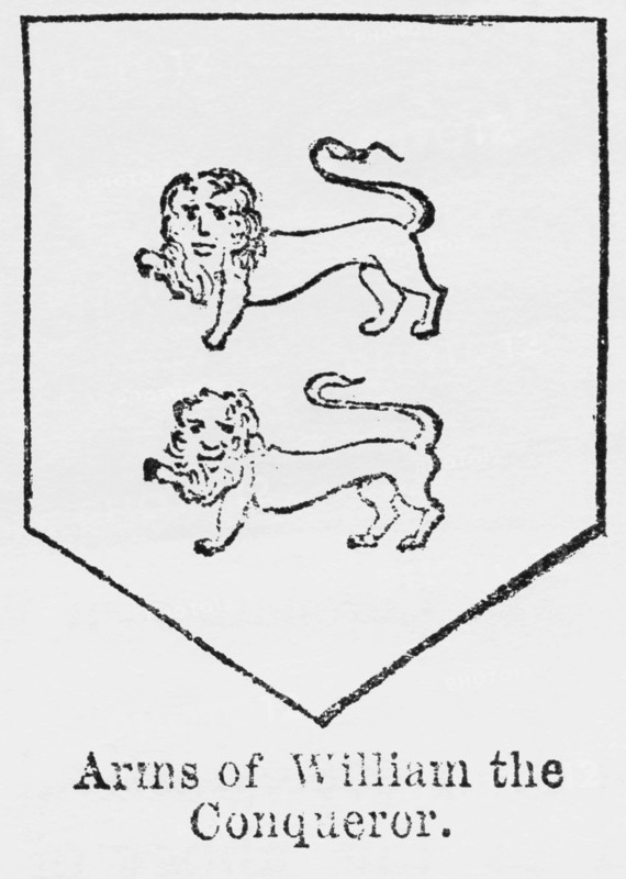 Arms of William the Conqueror, Illustration from John Cassell's Illustrated History of England, Vol. I from the earliest period to the reign of Edward the Fourth, Cassell, Petter and Galpin, 1857