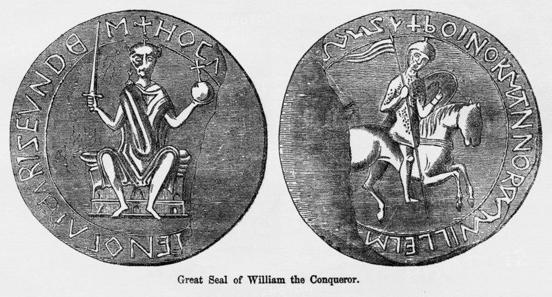 Great Seal of William the Conqueror, Illustration from John Cassell's Illustrated History of England, Vol. I from the earliest period to the reign of Edward the Fourth, Cassell, Petter and Galpin, 1857