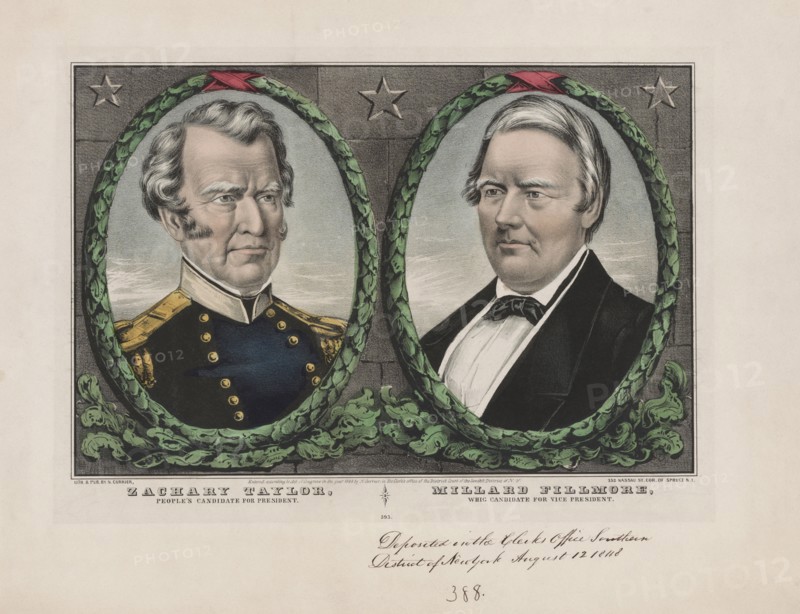 Presidential Election Campaign Banner Featuring Zachary Taylor for President and Millard Fillmore for Vice President, Nathaniel Currier, 1948