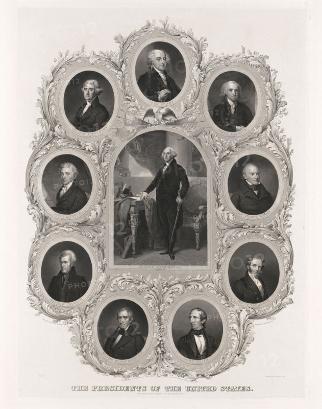 The Presidents of the United States, designed by C.H.H. Billings, Engraving by D. Kimberly, 1842