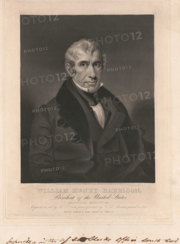 William Henry Harrison, President of the United States, Inaugurated March 4th 1841, painted by E. D. Marchant, Engraved on Steel by H.S. Sadd, 1841
