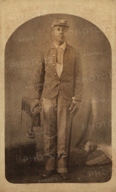 African-American Man, Possibly a Buffalo Soldier, Full-Length Portrait, Cantonment, Indian Territory, Mosser & Snell, 1860's