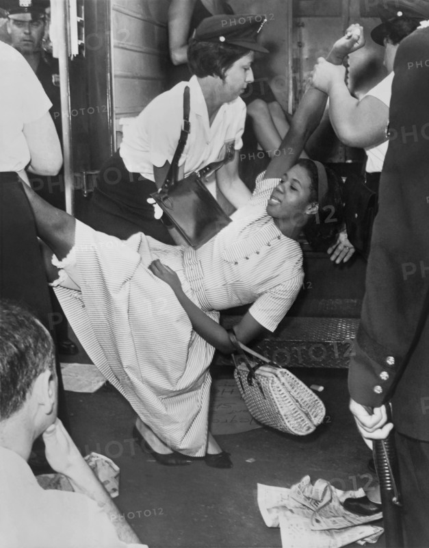 African American Woman Being Carried to Police Patrol Wagon During Demonstration, Brooklyn, New York, USA, Dick DeMarsico, World Telegram & Sun, 1963