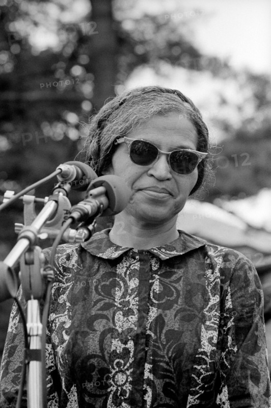 Rosa Parks Speaking at Rally Near Washington Monument Held as Part of Poor People's Campaign, Washington DC, USA, Warren K. Leffler, June 19, 1968