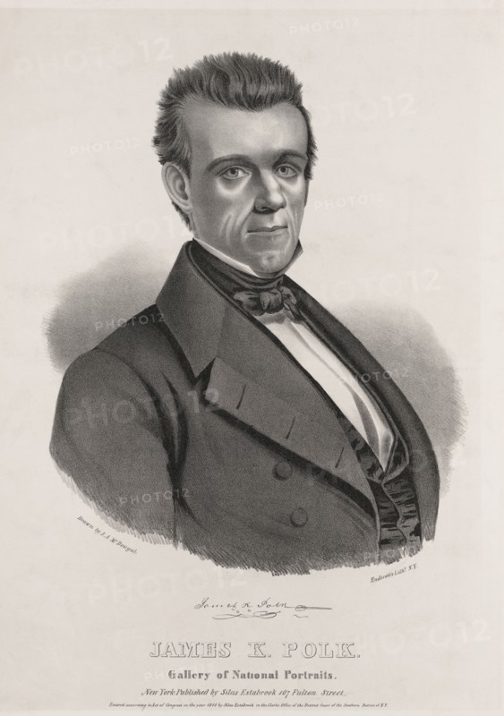 James K. Polk, Gallery of National Portraits, Drawn by J.A. McDougal, Lithograph, Endicott's Lith. N.Y., 1844