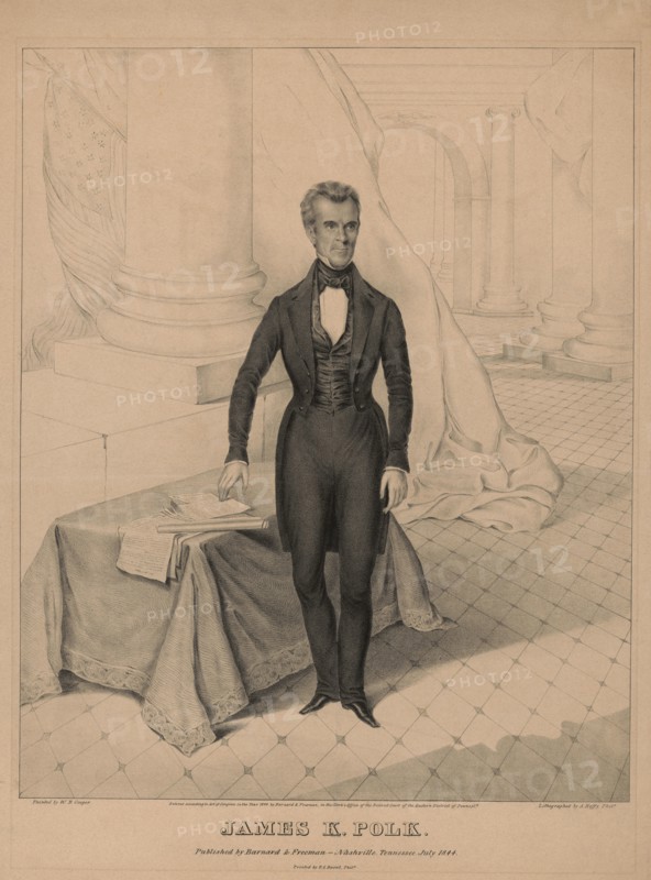 James K. Polk, Lithograph by A. Hoffy, Printed by P.S. Duval, Published by Barnard & Freeman, Nashville, Tennessee, July 1844