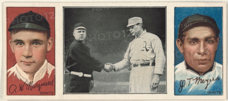 Rube Marquard, Chief Meyers, New York Giants, Baseball Card Portraits, American Tobacco Company, 1912