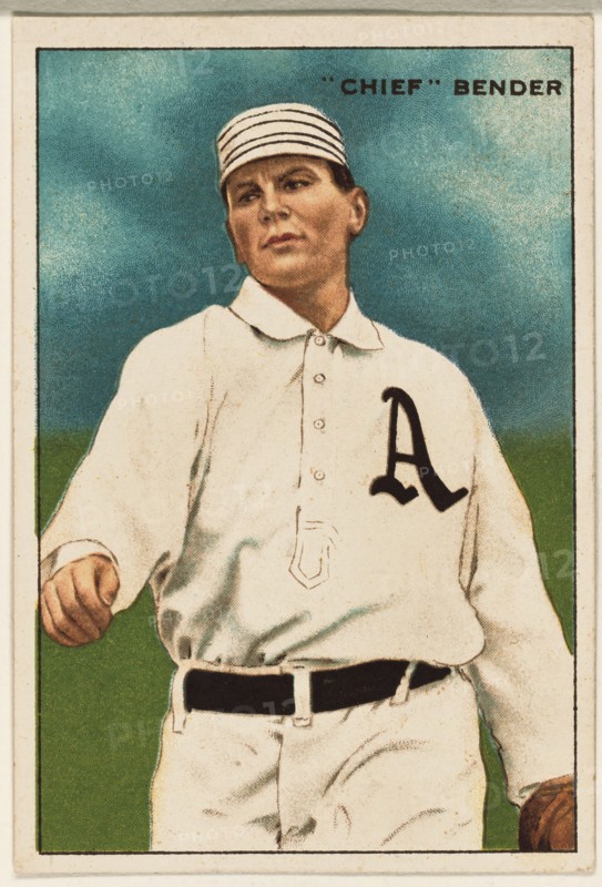 "Chief" Bender, Philadelphia Athletics, Baseball Card Portrait, 1912