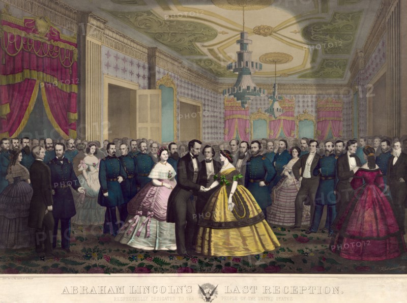 Abraham Lincoln's Last Reception, Lithograph by Anton Hohenstein, Published by John Smith, Philadelphia, 1865