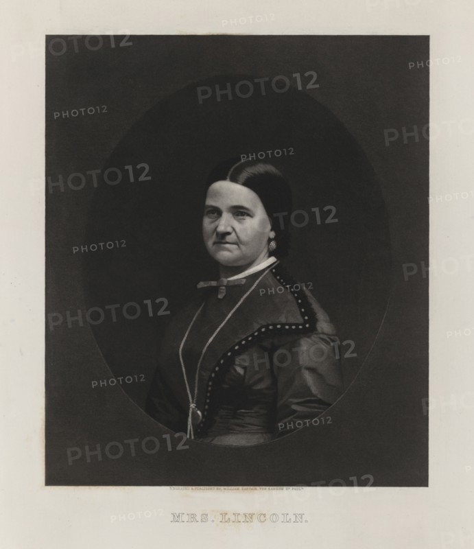 Mrs. Lincoln, Half-Length Portrait of First Lady Mary Todd Lincoln, Engraved and Published by William Sartain, early 1860's