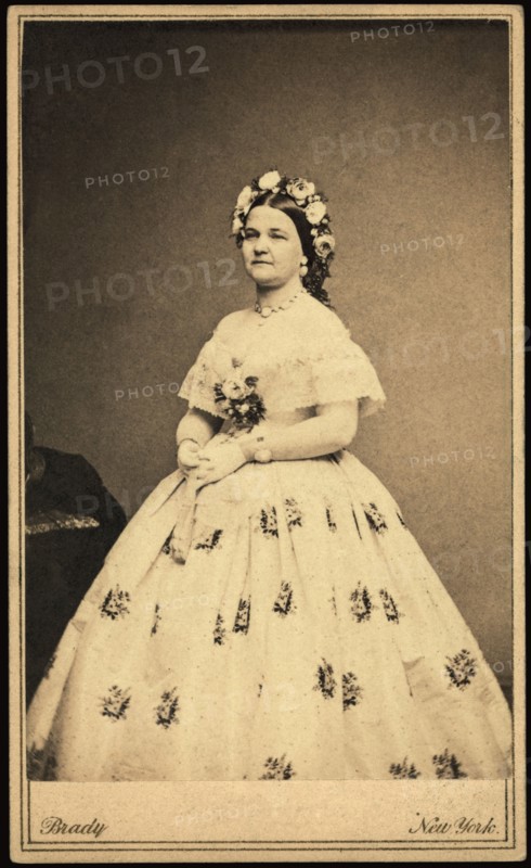 Mary Todd Lincoln, Full-Length Portrait wearing Ball Gown, Photograph by Mathew Brady, Brady-Handy Photograph Collection, 1861