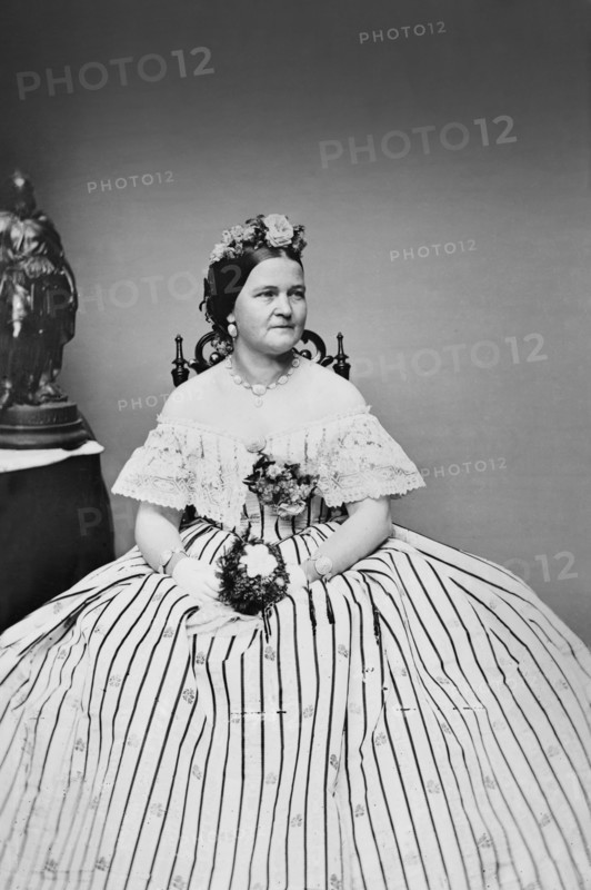 Mary Todd Lincoln, Full-Length Seated Portrait wearing Ball Gown, Brady-Handy Photograph Collection, 1861
