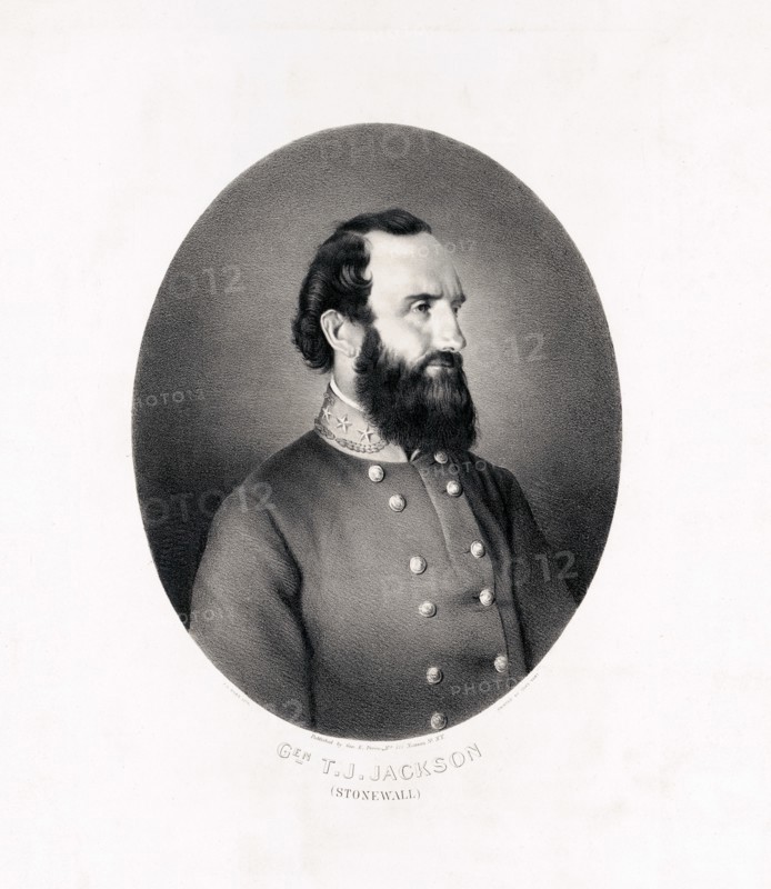 General T.J. "Stonewall" Jackson, Lithograph by J.L Giles, Printed by Charles White, Published by George E. Perine, 1863
