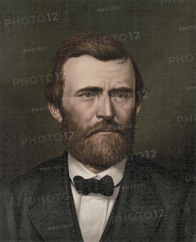 Ulysses S. Grant (1822-85), 18th President of the United States 1869-77, General of Union Army during American Civil War, Head and Shoulders Portrait, Lithograph, Strobridge & Co., 1877