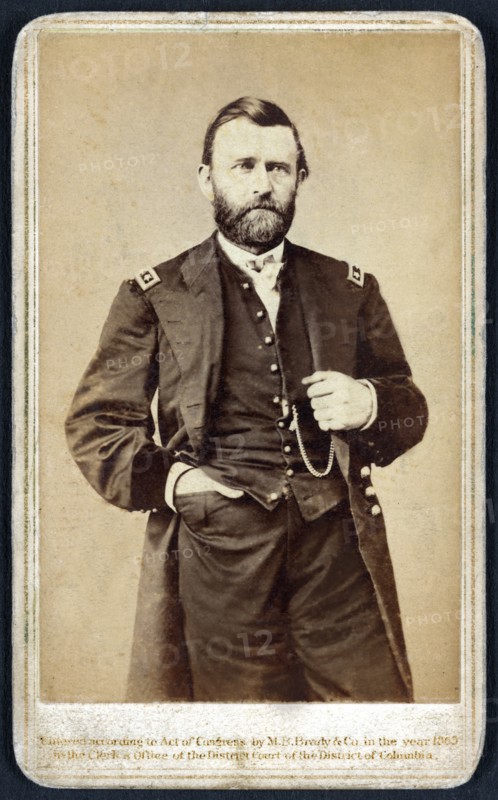 Ulysses S. Grant (1822-85), General of Union Army during American Civil War, 18th President of the United States 1869-77, Three-Quarter Length Portrait, Photograph, Mathew B. Brady, Carte de visite, 1865