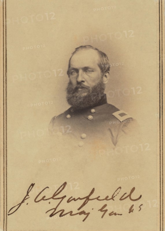 James A. Garfield (1831-81), 20th President of the United States, Head and Shoulders Portrait as Brigadier General during American Civil War, Carte de visite, 1865