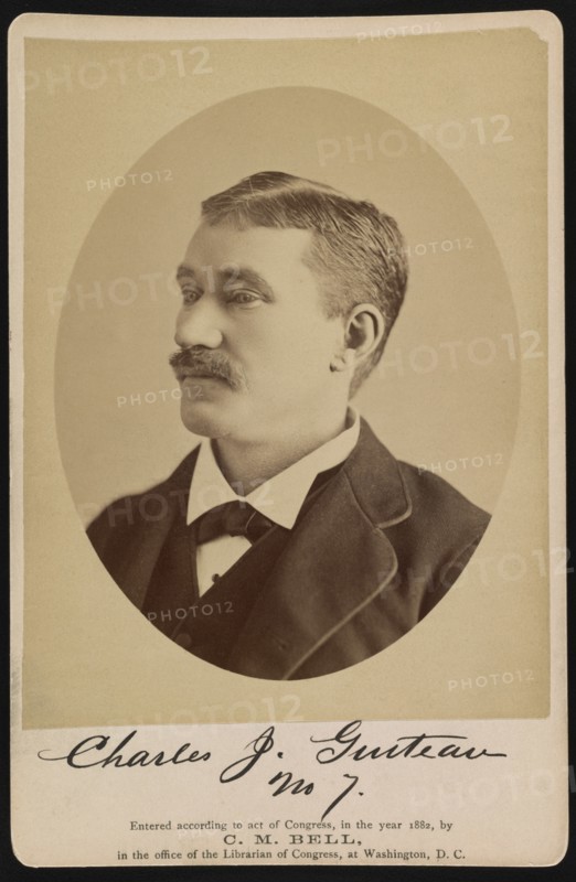 Charles J. Guiteau, Assassin of U.S. President James A. Garfield, Head and Shoulders Portrait taken in Jail, Washington DC, USA, Photograph by Charles Milton Bell, February 6, 1882