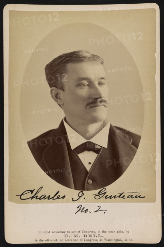 Charles J. Guiteau, Assassin of U.S. President James A. Garfield, Head and Shoulders Portrait taken in Jail, Washington DC, USA, Photograph by Charles Milton Bell, February 6, 1882