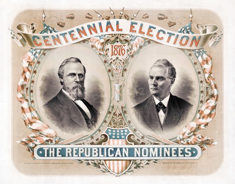 Campaign Poster, Centennial Election, The Republican Nominees, Rutherford B. Hayes for President, William A. Wheeler for Vice President, Published by Krebs Lith. Co., Cincinnati, OH, 1876