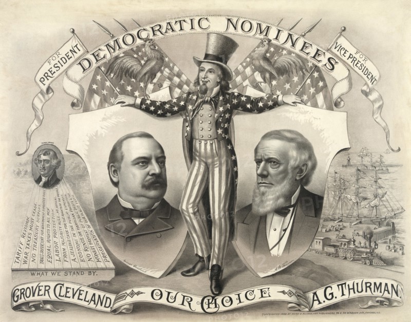 Our Choice, Grover Cleveland, A.G. Thurman, Democratic Nominees for President and Vice President, Campaign Poster, Lithograph, Kurz & Allison, 1888