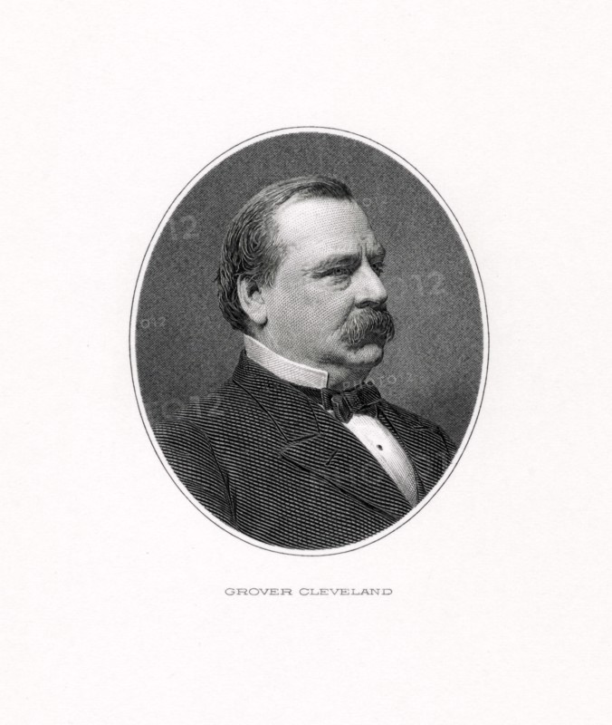 Grover Cleveland (1837-1908), 22nd and 24th President of the United States 1885–89 and 1893–97, Head and Shoulders Portrait, Engraving, 1884